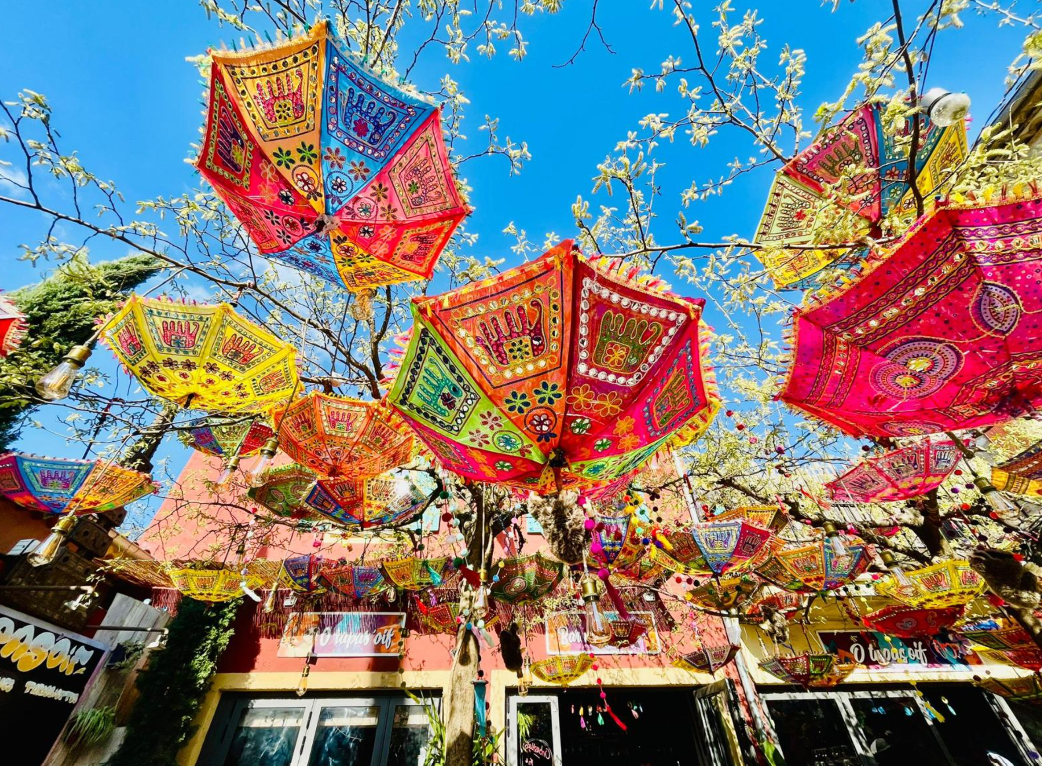 Les ombrelles colorées de la terrasse
